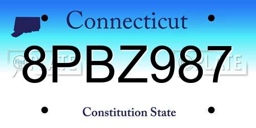 8PBZ987 Connecticut License Plate