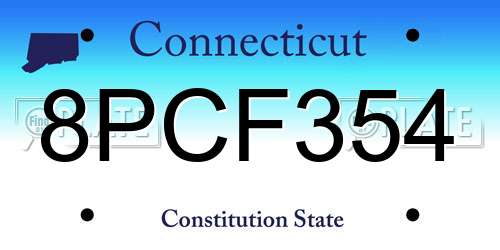 8PCF354 Connecticut License Plate