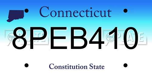 8PEB410 Connecticut License Plate