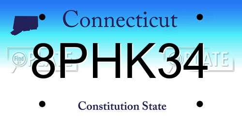 8PHK34 Connecticut License Plate