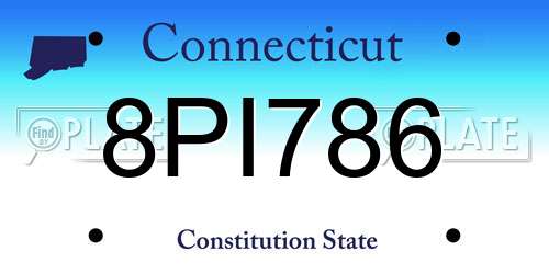 8PI786 Connecticut License Plate