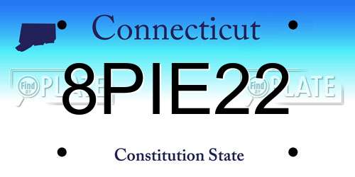 8PIE22 Connecticut License Plate