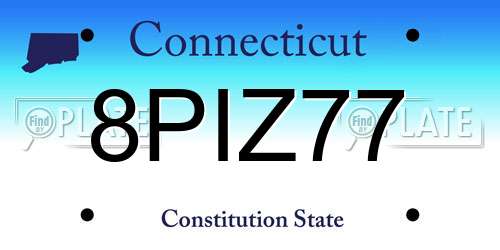 8PIZ77 Connecticut License Plate
