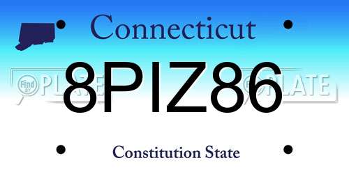 8PIZ86 Connecticut License Plate