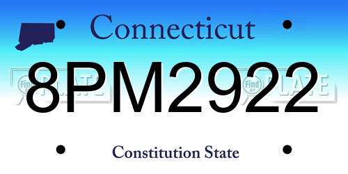 8PM2922 Connecticut License Plate