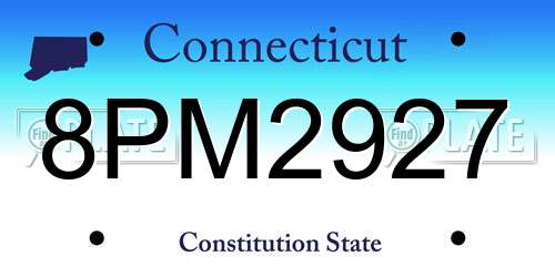 8PM2927 Connecticut License Plate
