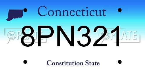 8PN321 Connecticut License Plate