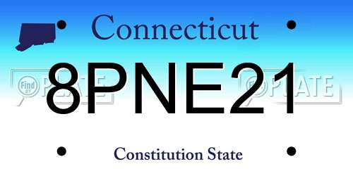 8PNE21 Connecticut License Plate