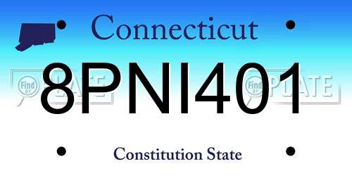 8PNI401 Connecticut License Plate