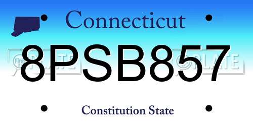 8PSB857 Connecticut License Plate