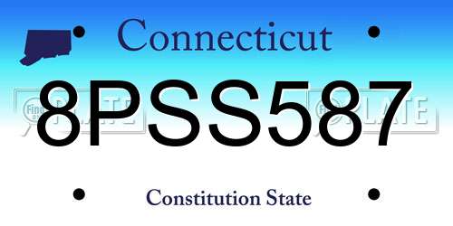 8PSS587 Connecticut License Plate