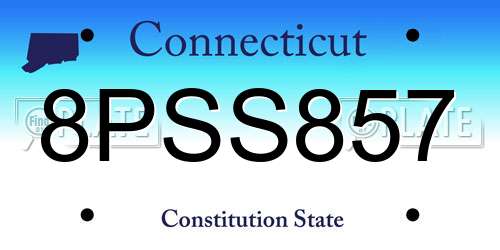 8PSS857 Connecticut License Plate