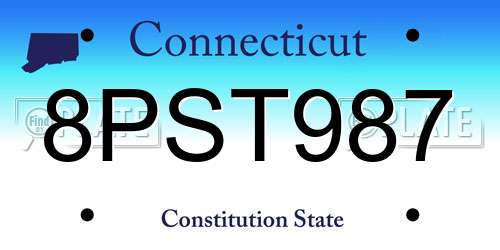 8PST987 Connecticut License Plate