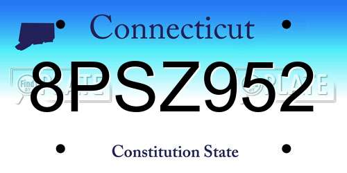 8PSZ952 Connecticut License Plate