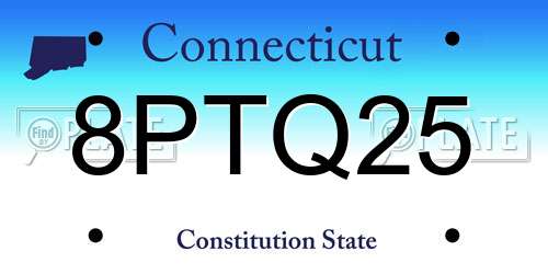 8PTQ25 Connecticut License Plate