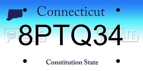 8PTQ34 Connecticut License Plate