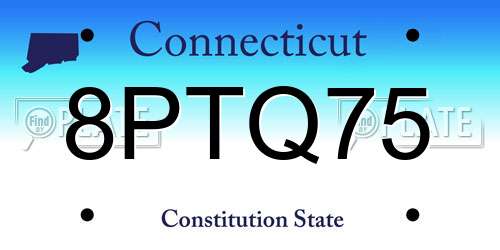 8PTQ75 Connecticut License Plate