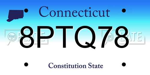 8PTQ78 Connecticut License Plate