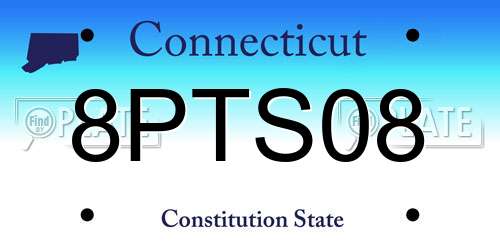 8PTS08 Connecticut License Plate