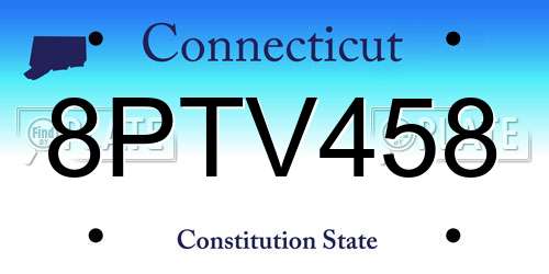 8PTV458 Connecticut License Plate