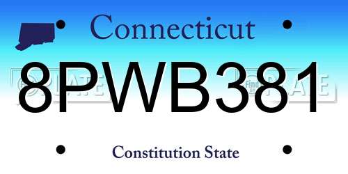 8PWB381 Connecticut License Plate