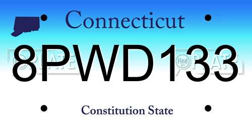 8PWD133 Connecticut License Plate