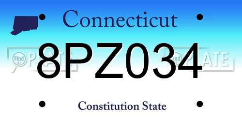8PZ034 Connecticut License Plate