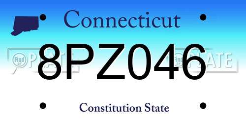 8PZ046 Connecticut License Plate