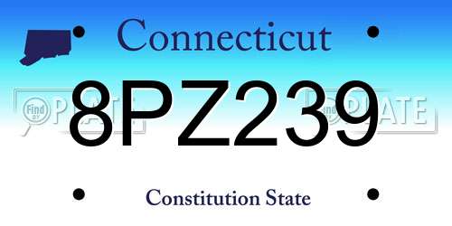 8PZ239 Connecticut License Plate
