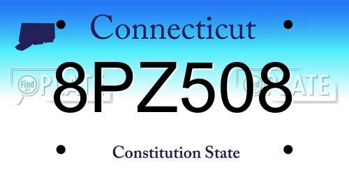 8PZ508 Connecticut License Plate
