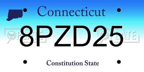 8PZD25 Connecticut License Plate