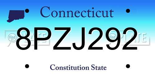 8PZJ292 Connecticut License Plate