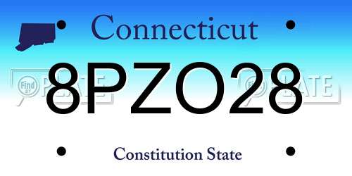 8PZO28 Connecticut License Plate