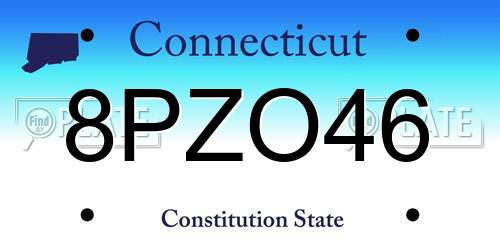 8PZO46 Connecticut License Plate