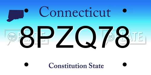 8PZQ78 Connecticut License Plate