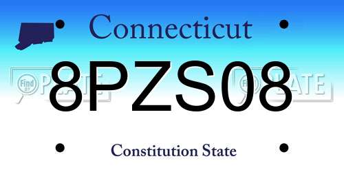 8PZS08 Connecticut License Plate
