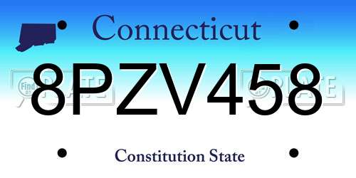 8PZV458 Connecticut License Plate