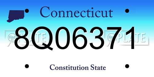 8Q06371 Connecticut License Plate