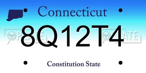 8Q12T4 Connecticut License Plate