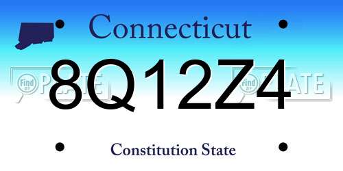 8Q12Z4 Connecticut License Plate