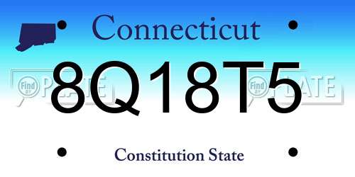 8Q18T5 Connecticut License Plate