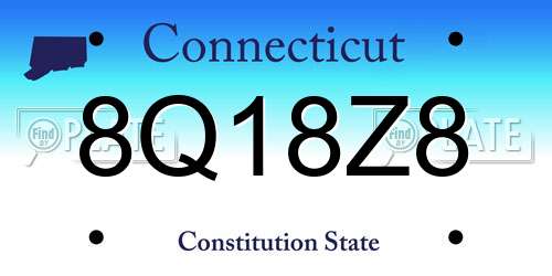 8Q18Z8 Connecticut License Plate
