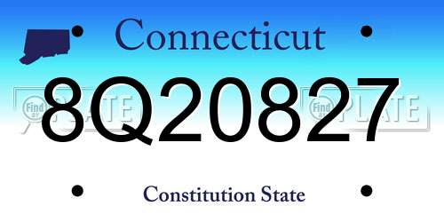 8Q20827 Connecticut License Plate