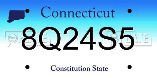 8Q24S5 Connecticut License Plate