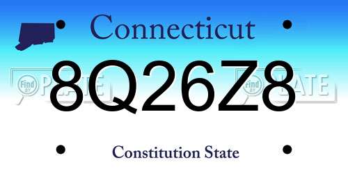 8Q26Z8 Connecticut License Plate