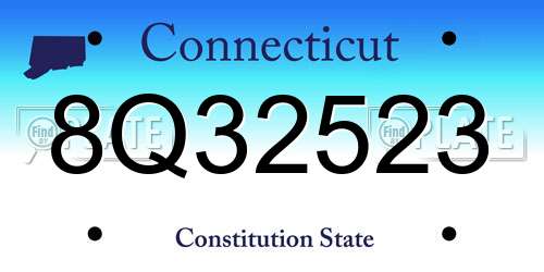 8Q32523 Connecticut License Plate