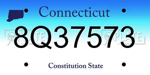 8Q37573 Connecticut License Plate