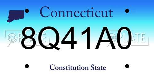 8Q41A0 Connecticut License Plate