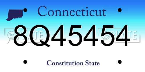 8Q45454 Connecticut License Plate