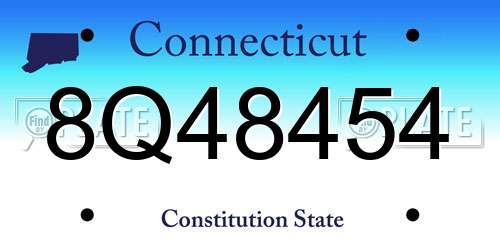 8Q48454 Connecticut License Plate